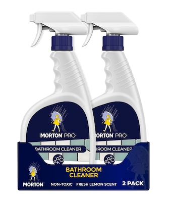 Morton Pro Nontoxic Bathroom Cleaner, Lemon Scent, 32 oz. Spray Bottle, 2/Pack (LM32BC2PK)