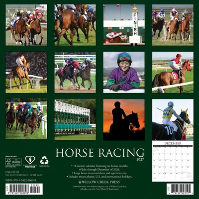 2027 Willow Creek Horse Racing 12 x 12 Monthly Wall Calendar (60698)