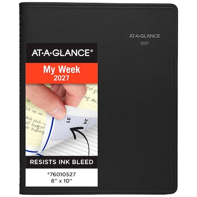 2027 AT-A-GLANCE QuickNotes 8 x 10 Weekly & Monthly Appointment Book, Faux Leather Cover, Black (76-01-05-27)