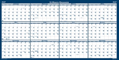 2027 House of Doolittle 33 x 66 Yearly Dry Erase Wall Calendar, Reversible, Blue (3962-27)
