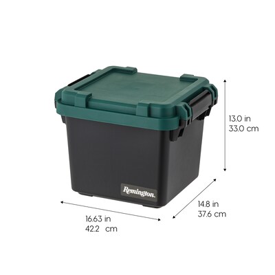 Iris Heavy Duty 30 Qt. Storage Bin with Latching Lid, Plastic, Black, 4/Pack (500343)