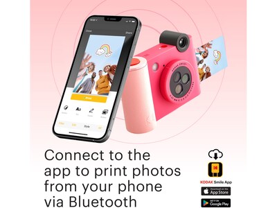 Kodak Smile+ 5 Megapixels Digital Instant Print Camera, Fuchsia (RODSMPCAMFS)