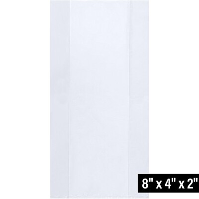 4 x 2 x 8 Gusseted Poly Bags, 1.5 Mil, Clear, 1000/Carton (PB1400)