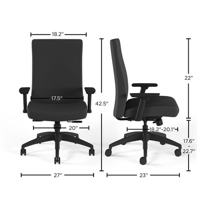 Union & Scale™ Workplace2.0™ Task Chair Upholstered 2D, Adjustable Arms, Iron Ore Fabric, Synchro Tilt (54144)