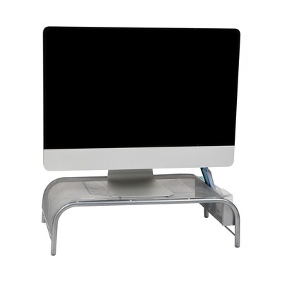 Mind Reader Ventilated Monitor Stand with Side Storage, Silver (MESHM-SIL)