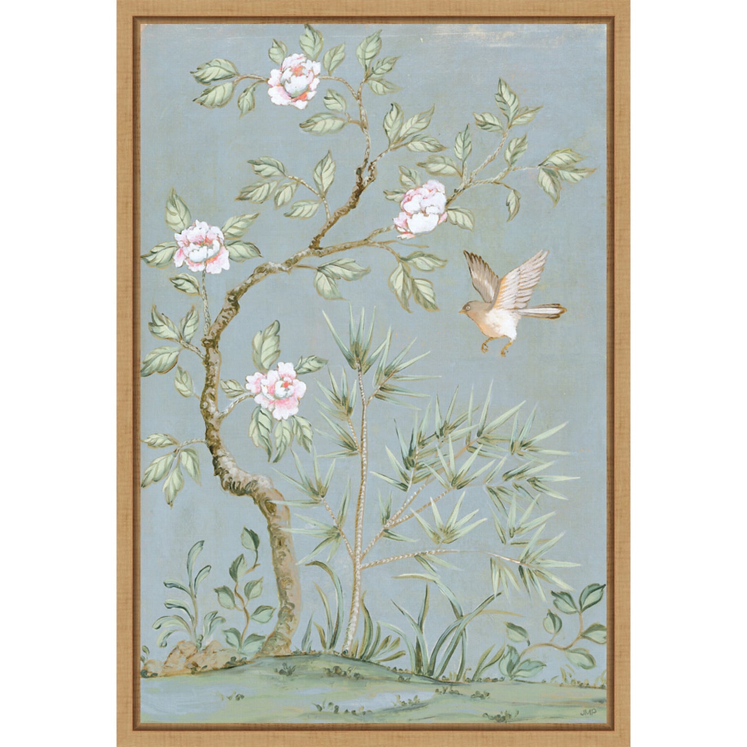 Amanti Art Spring Flower Mural II Blue by Julia Purinton Framed Canvas Wall Art Print, 16 x 23 (A42677137818)
