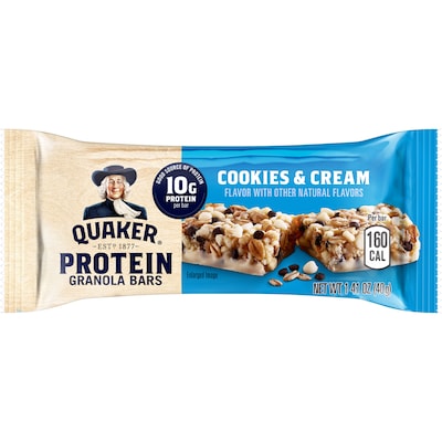 Quaker Protein Cookies & Cream Granola Bar, 7 oz., 5 Bars/Box (QUA57833)