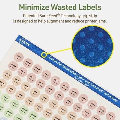 Avery Dissolvable Circle Multipurpose Labels, 0.5" Dia., Off-white, 1540/Pack (94503)
