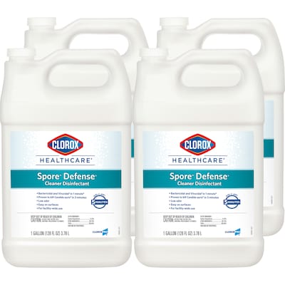 Clorox Healthcare Spore Defense Cleaner Disinfectant, Closed System Refill Bottle, 128 Fl Oz, 4/Pack  (32122)