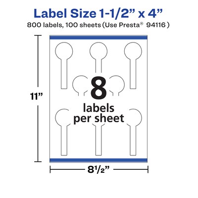 Avery Laser/Inkjet Decorative Edge Multipurpose Labels, 1.5" x 4", White, 800 Labels/Box (94116)
