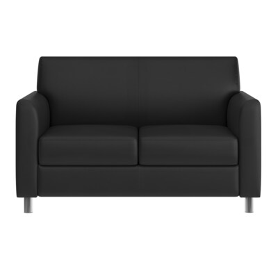 Flash Furniture Hercules Diplomat LeatherSoft Loveseat, Black/Chrome Legs (BT8272BKCHR)