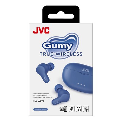 JVC Gumy Wireless Earbuds, Bluetooth, Blueberry (JVCHAA7T2A)