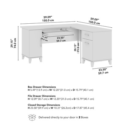 Bush Home Somerset 60"W L Shaped Office Desk with Storage, Ash Gray (WC81630K)