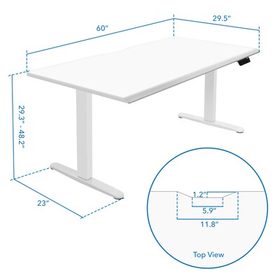 Mount-It! Dual Motor 60"W Electric Adjustable Standing Desk, White (MI-18123)