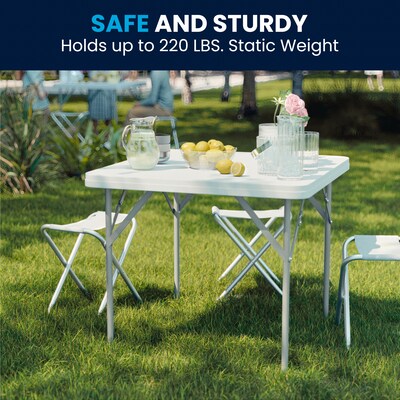 Flash Furniture Elon 34.25" x 34.25" Plastic Square Folding Table, Granite White (DADYCZ86)