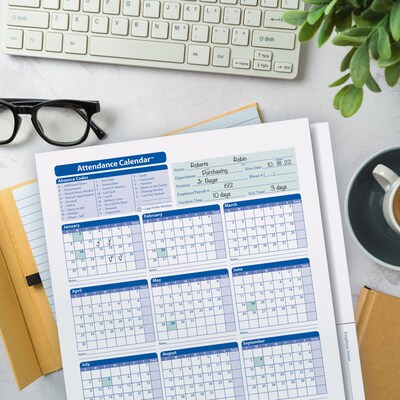 ComplyRight 2025 Attendance Calendar File Folder, 25 Forms/Pack (A3050)