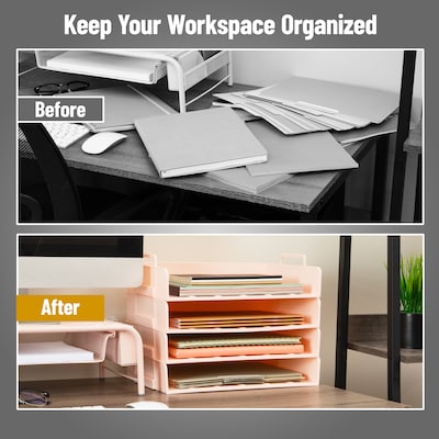 Mind Reader Plastic Side Loading Stackable Letter Tray, Letter Size, Pink (DANSTACK4-PNK)