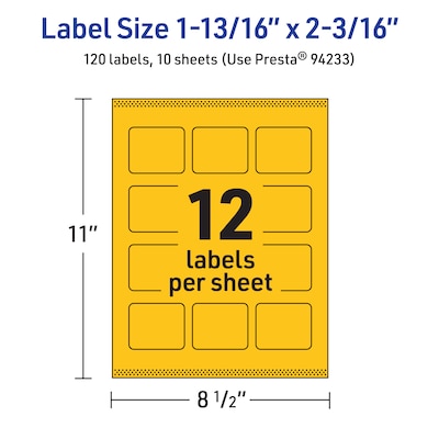 Avery Hemp Arched Laser/Inkjet Multipurpose Labels, 3" x 2-1/4", Off-White (72/Pack)