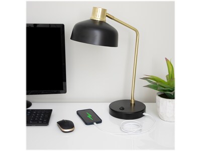 V-Light LED Desk Lamp, 20"H, Gold/Black Matte Metal (SV210815HB)