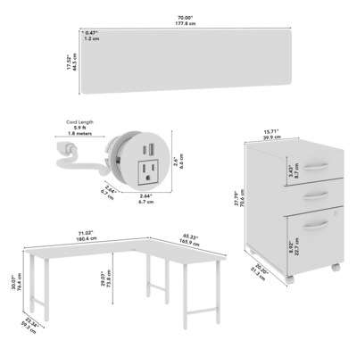 Bush Business Furniture Hustle 30"H x 72"W 4 Person L-Shaped Cubicle Workstation, Natural Elm (HUS017NESU)