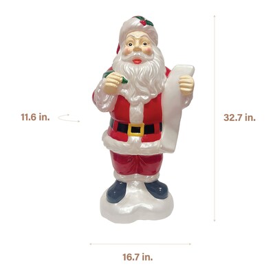 Fraser Hill Farm 33 Santa Holding List Christmas Blow Mold (FFBM-1SNT-RED)