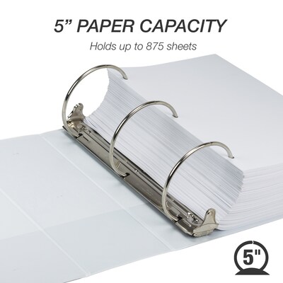 Samsill Earth's Choice Plant-Based Durable 5" View Binders, 3-Ring , Made in USA, White (18907)