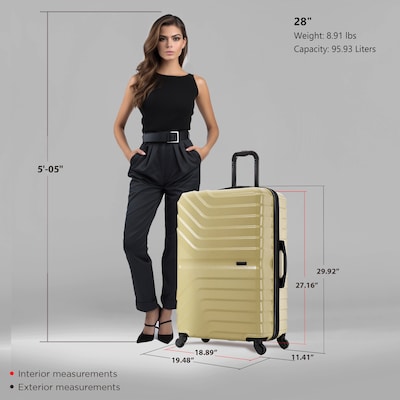 InUSA Aurum 29.92" Hardside Suitcase, 4-Wheeled Spinner, TSA Checkpoint Friendly, Champagne (IUAUR00L-CHA)