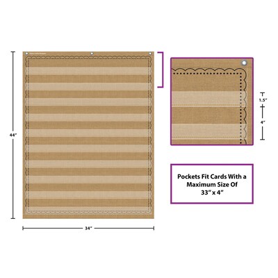 Teacher Created Resources 10-Pocket Pocket Chart, 34" x 44", Burlap (TCR20839)