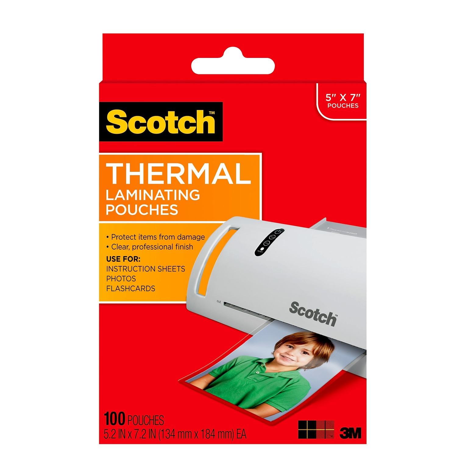 Scotch® Thermal Laminating Pouches, Photo, 5 Mil, 100/Pack (TP5903-100)