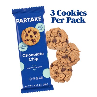 Partake Gluten Free Crunchy Chocolate Chip Cookie Snack Pack, 1.09 oz., 24/Pack (220-02417)