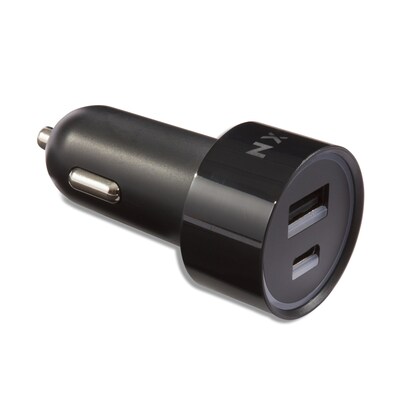 NXT Technologies™ Universal 2-Port USB-C and USB-A Car Charger, Black (NX54336)