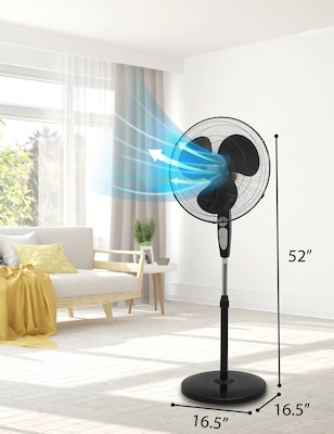 Black & Decker 18" Oscillating Pedestal Fan with Remote, 3-Speed, Black (BDSF18MB)