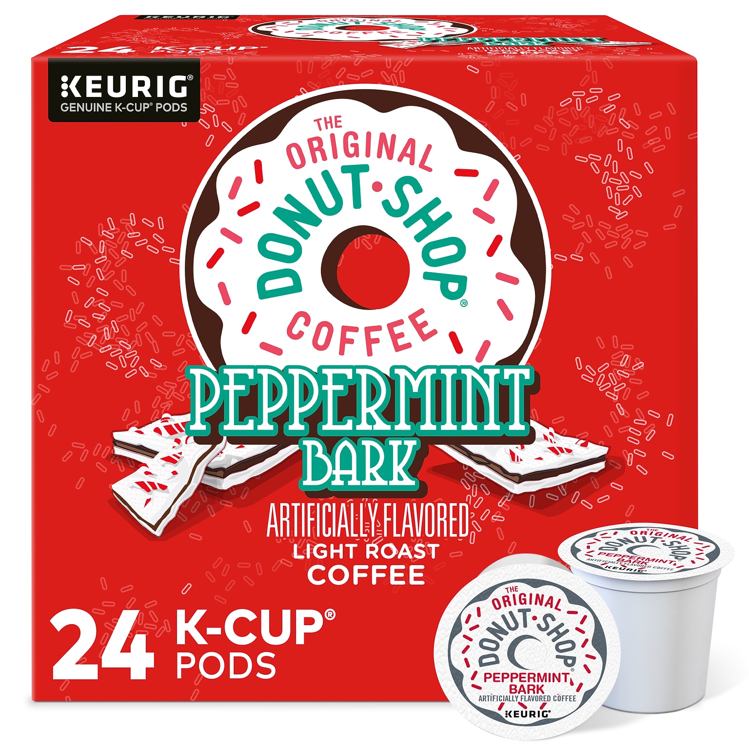 The Original Donut Shop Peppermint Bark Coffee Keurig® K-Cup® Pods, Light Roast, 24/Box (5000201015)