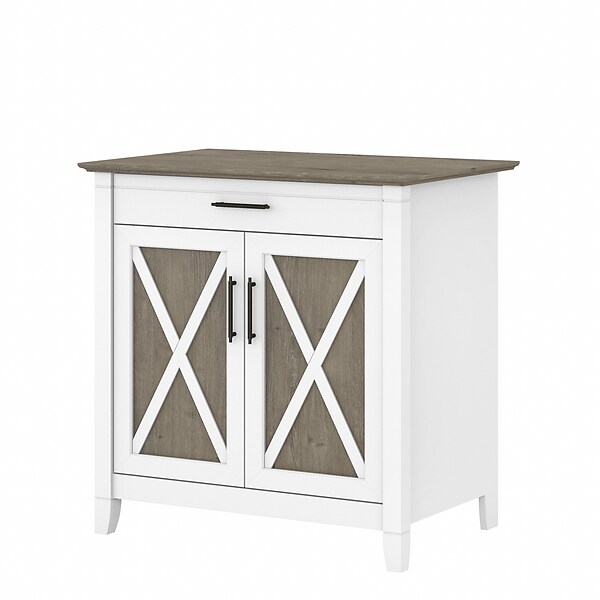 Bush Furniture Key West 30 Secretary Desk, Shiplap Gray/Pure White (KWS132G2W-03)