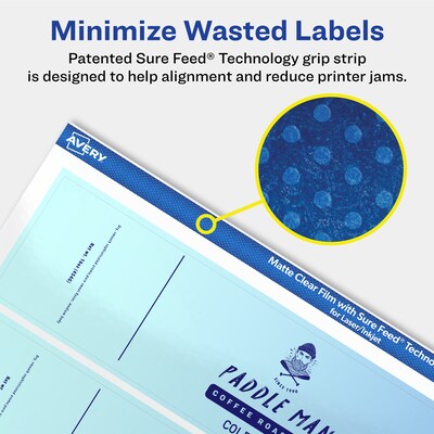 Avery Laser/Inkjet Rectangle Multipurpose Labels, 1" x 7", Clear, 200/Pack (94225)