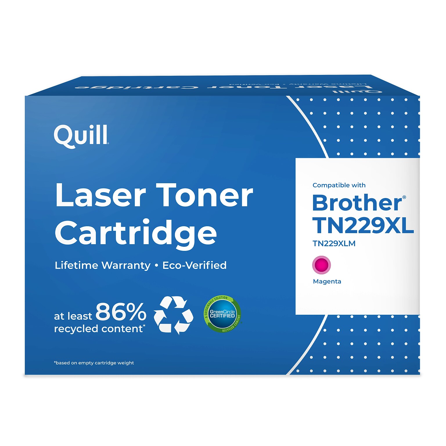 Quill TN229XL Remanufactured Magenta High Yield Toner Cartridge Replaces Brother TN229XLM, Prints up to 2,300 pages (QUL201686P)