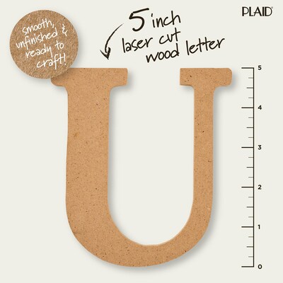 Plaid MDF Letters, 5", Brown Oxide, 12/Pack (PDE63574-12)