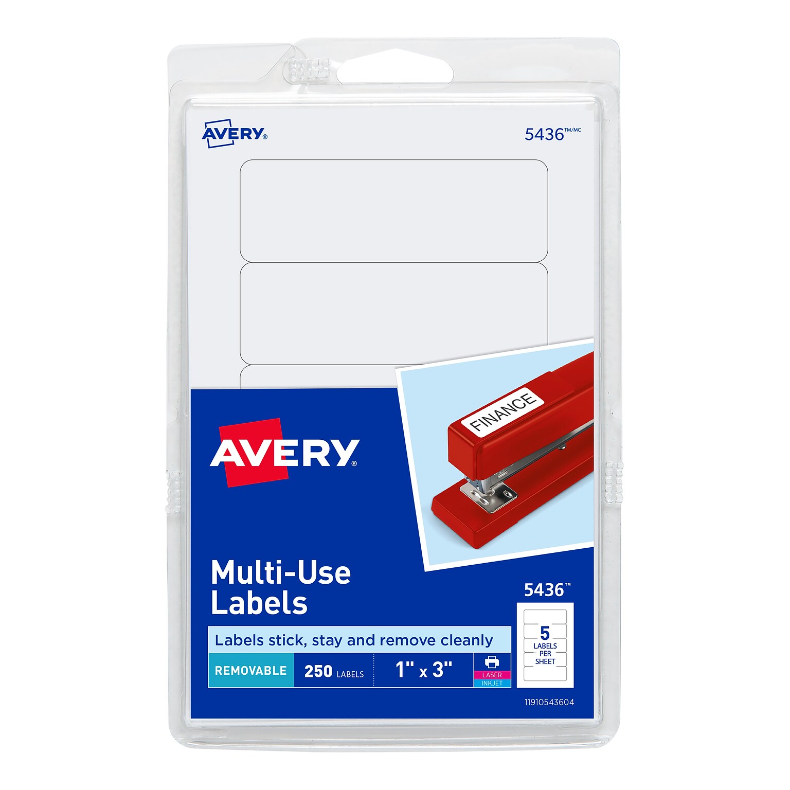 Avery Laser/Inkjet Multipurpose Labels, 1 x 3, White, 250 Labels/Pack (5436)
