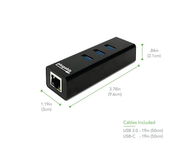 Plugable 3-Port USB 3.0 Hub, Black (USB3-HUB3ME)