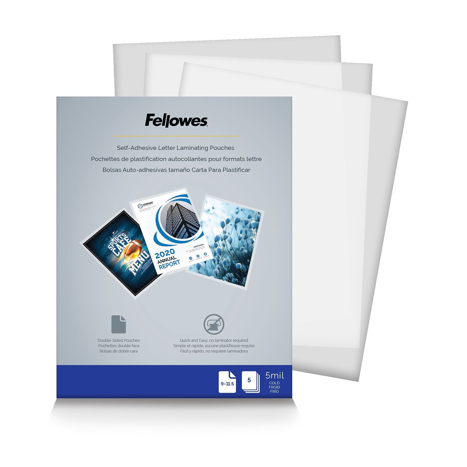 Fellowes Self Sealing Laminating Pouches, Letter Size, 5 Mil, 5/Pack (52205)
