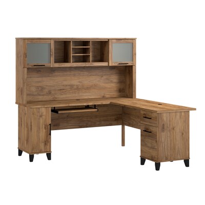 Bush Home Somerset 72 W L Shaped Computer Desk with Hutch, Fresh Walnut (SET001FW)