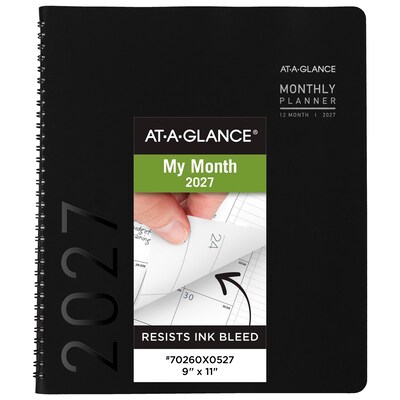 2027 AT-A-GLANCE Contemporary 9 x 11 Monthly Planner, Faux Leather Cover, Black (70-270X-05-27)