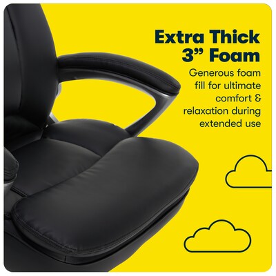 Serta Big & Tall Ergonomic Faux Leather Executive Big & Tall Chair, 350 lb. Capacity, Black (43675OSS)