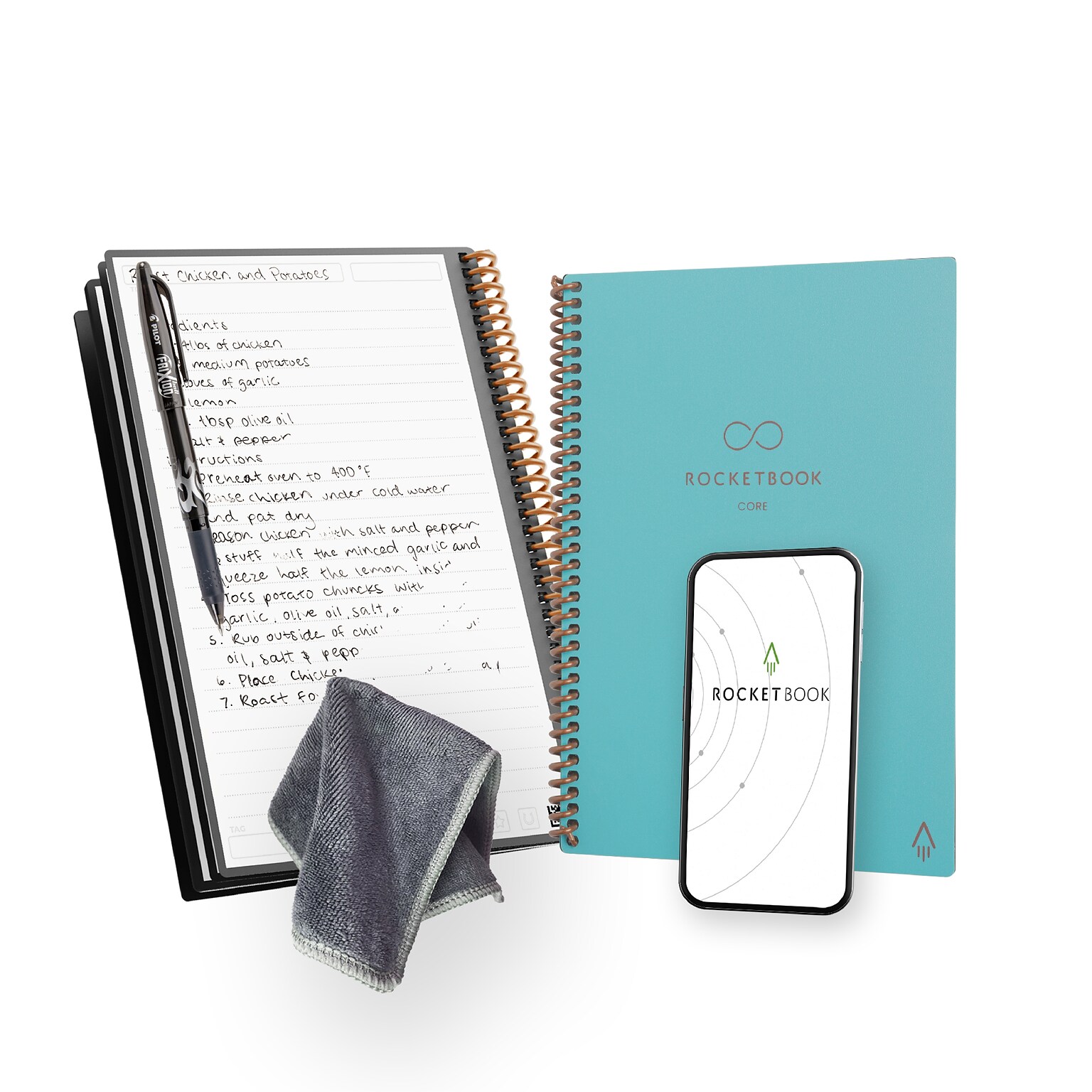 Rocketbook Core Professional Notebook, 6 x 8.8, College Ruled, 18 Sheets, Teal (EVR2-E-RCCCEFR)