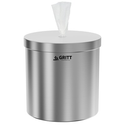 Gritt Commercial Wall Mounted Wipe Dispenser, Brushed Silver (GRI510-W)