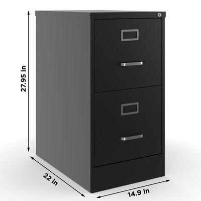 Quill Brand® 2-Drawer Vertical File Cabinet, Locking, Letter, Black, 22"D (22335D)