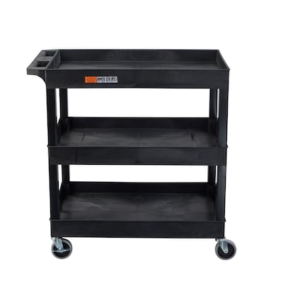 Luxor TUFFY XL 3-Shelf Multi-Purpose Utility Cart, Black (EC111-B)