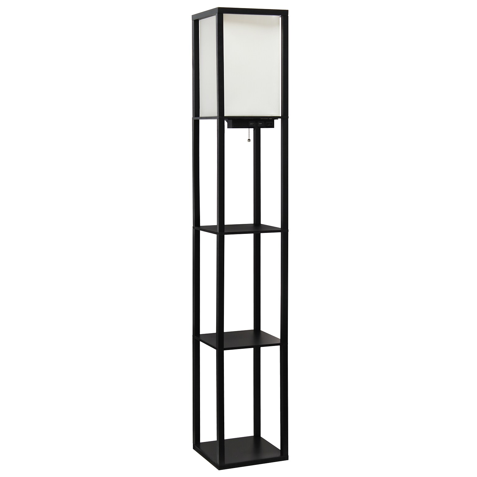 Creekwood Home Classix 62.5 Floor Lamp with Rectangular Shade, Black (CWF-3009-BK)