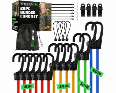 Rhino USA 28 Piece Bungee Cord Set