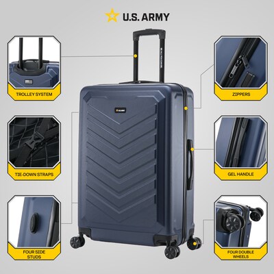 US Army FOX 28 Hardside Suitcase, 4-Wheeled Spinner, TSA Checkpoint Friendly, Navy Blue (USLFOX00L-